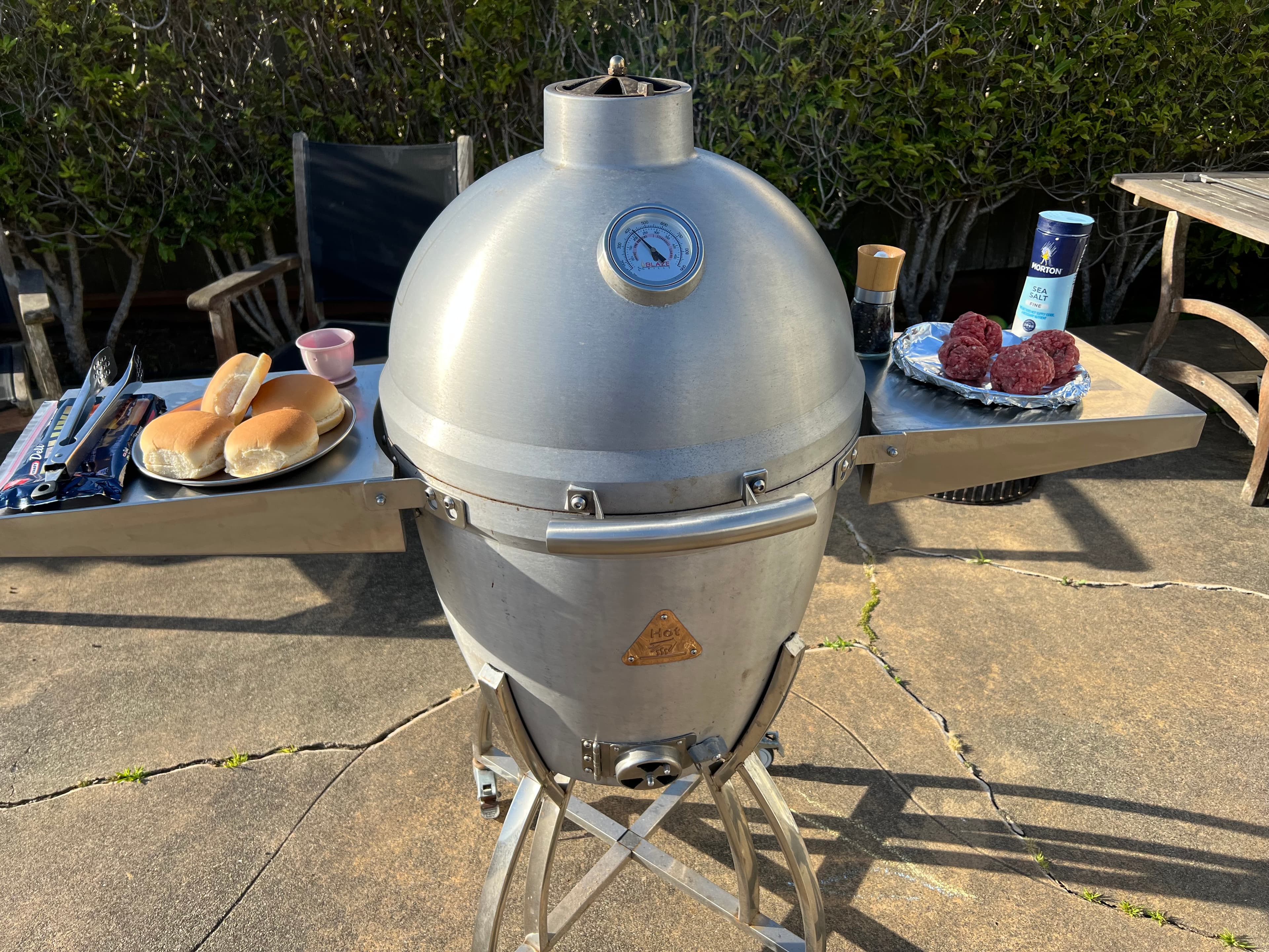 My current set up, the Blaze 20-Inch Cast Aluminum Kamado Grill